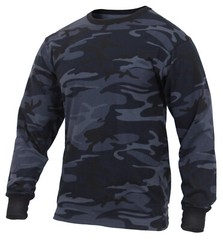 Men’s Midnight Blue Camo Long Sleeve T-Shirt – Rothco Camo Poly/Cotton Tee 3637