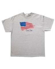 Ronald Reagan Presidential Library Gray USA Flag T-Shirt Stats Stripes XL NEW