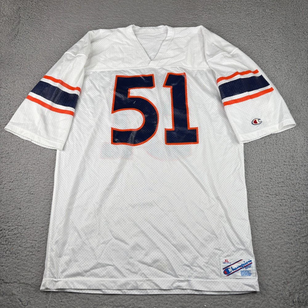Vintage Champion Football Jersey Mens XL White Mesh USA Made #51 Dean 80s/90s