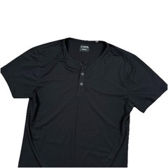 Cuts Clothing Shirt Mens Large Black Curve-Hem Short Sleeve Henley Tee