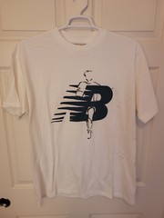 New Balance Mens XL T-Shirt White Runner Running Vintage Y2K Made in USA