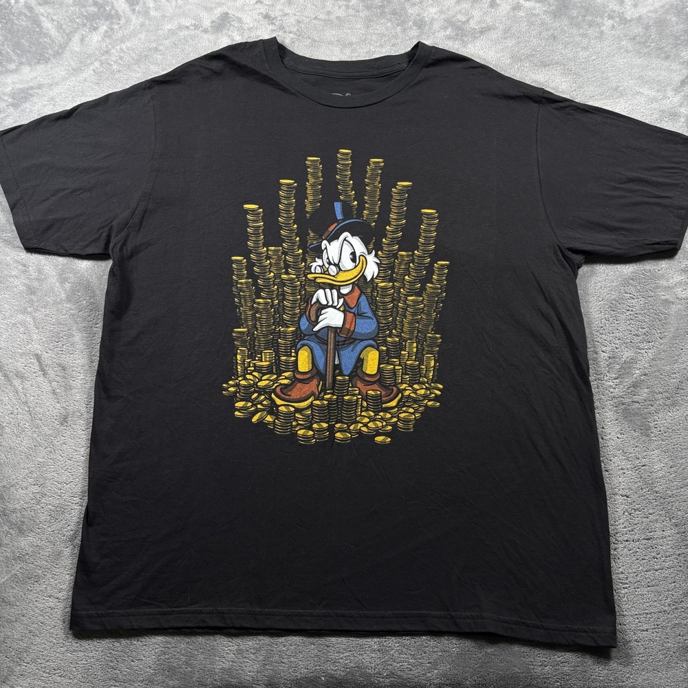 Disney T-Shirt Mens XL Black David Kopet Game Of Coins Scrooge McDuck Cartoon