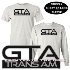 Pontiac Firebird Trans Am GTA Body Style Model Car Emblem Logo Art Gray T Shirt