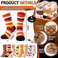 8 Pairs Fuzzy Thanksgiving Socks Bulk Women Fall Party Supplies Slipper Warm