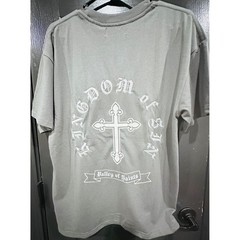 JAQWIN Charcoal Cross Graphic Tee Kingdom Back Print Drop Shoulder Size S NWT