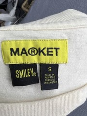 Market Smiley Face Shirt Mens Small Off White Graphic Look At The Bright Side Te