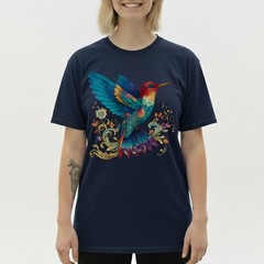 Colorful Hummingbird Nature Art T-Shirt Vintage Retro Gift Men Women Tee