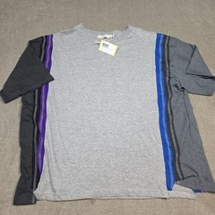 MNML minimal Re Sewn Vtg T multi Grays cuts on side hems Medium Purple Blue