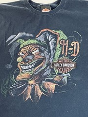 Harley Davidson Men’s XL Blue Clown Joker Face T-Shirt LaCrosse Wisconsin