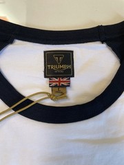 Triumph Motorcycles Saltern T Shirt Mens Large White Black Cotton Raglan Sleeve