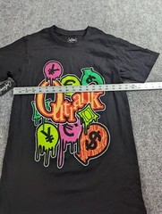 Outrank T-Shirt Men’s Small Black Graphic Print Money Bags NWT