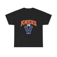 Knicks In 5 V Logo Tee Nova Knicks Basketball Blue Orange Graphic T-Shirt