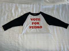 VOTE FOR PEDRO Retro Style Raglan Crop T-Shirt Adult Large Augusta Sportswear