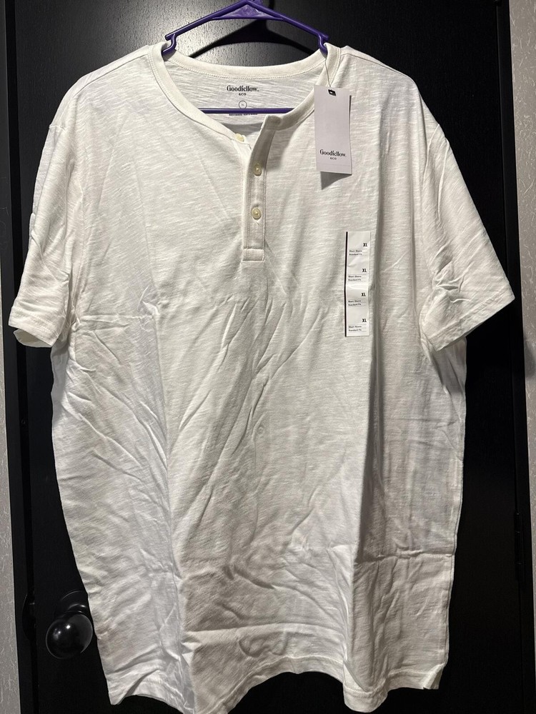 Goodfellow & Co White Short Sleeve Henley T-Shirt Size XL