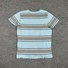 Aeropostale T-Shirt Mens Size L Blue Grey Striped Crew Neck Short Sleeve Casual