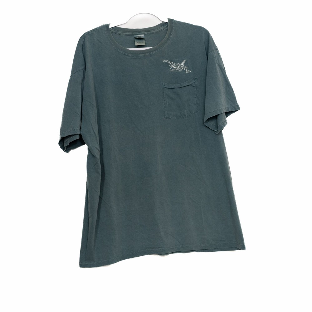 Authentic Pigment Mens Pure Blue T-Shirt Pocket Short Sleeve Round Neck Size XL