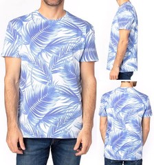 Mens Soft Blended Jersey Tee Blue Palm Paradise Tropical T-Shirt XS-3XL NEW!