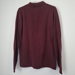 Eddie Bauer Men’s Polo Sweater MT Medium Tall Burgundy Long Sleeve Knit Cotton