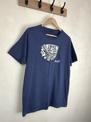Abercrombie & Fitch Muscle Fit T Shirt Blue Size XXL Large Applique Graphic Y2K