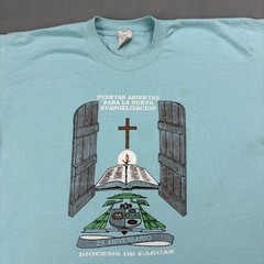 Vintage 80s Jesus Church T Shirt Size XL (Fits Smaller) Blue