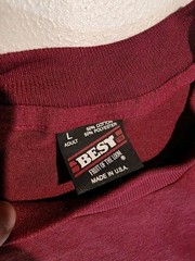 Vtg Fruit of the Loom BEST Blank Burgundy Maroon Shirt Size L USA Single Stitch