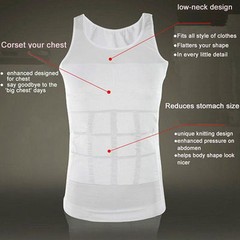 US Men Shaper Vest Full Body Slimming Tummy Underwear Shapewear Beer Belly Shirt