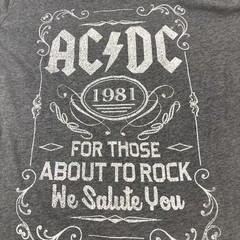 AC/DC For Those About To Rock Tour T Shirt Medium Grey Replica 1981