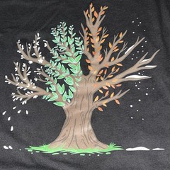 Delta Pro Weight Men’s Black Long Sleeve T-Shirt L Four Seasons Tree Graphic
