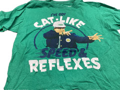 Tommy Boy T Shirt Mens Small Green I’ve Got Cat Like Speed Reflexes Graphic
