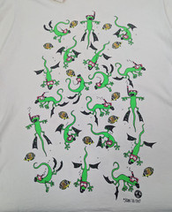 Vintage Lizard Gecko Diving Positions Shirt 90s AOP Jackson Did This (20in)