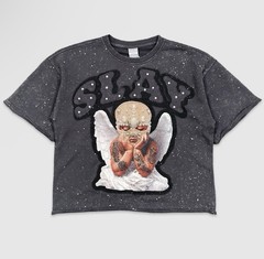Men’s Cropped Taker Digital Puff Print T-Shirt in Black/Dark Gray, Size M, L, XL
