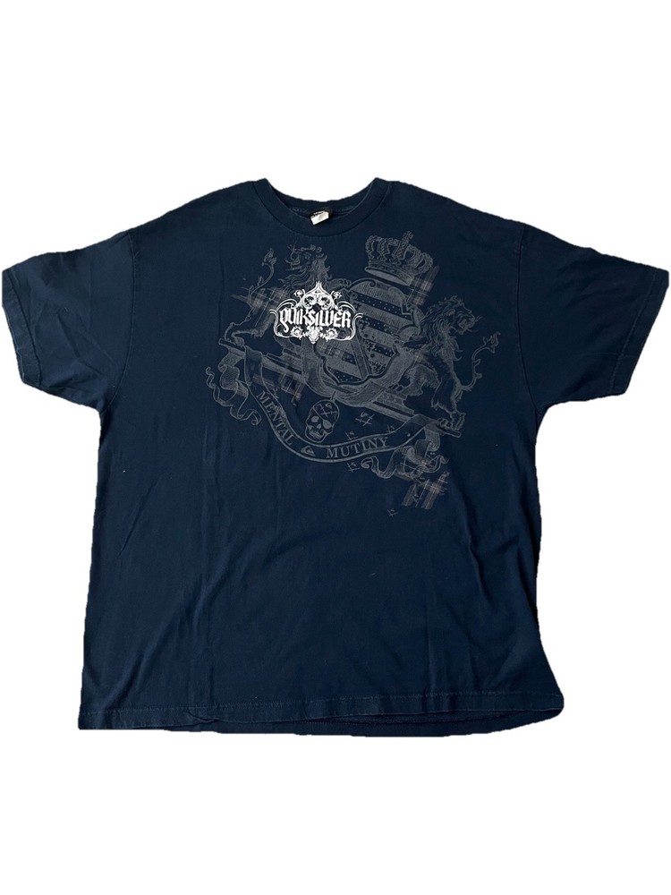 Quick Silver Short Sleeve Mental Mutiny Navy Blue T-Shirt Size XL 100% Cotton