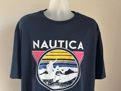 Nautica Big & Tall Navy Seas Surf Graphic S/S T-Shirt Size 2XLT, XXLT