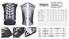 Devil Fashion Men Black Gothic Punk Streetwear Skeleton Print Vest Slim Fit Top