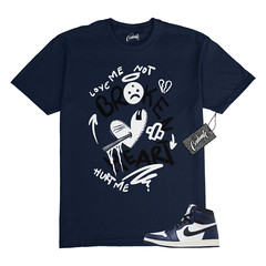 1 Midnight Navy Black White Sail Retro High OG T Shirt to Match BROKEN Jordan