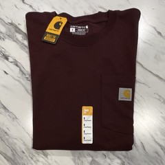 Carhartt K126 Loose Fit Long Sleeve Pocket T-Shirt Burgundy Men’s S Crew