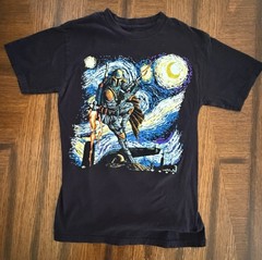 Star Wars Boba Fett Starry Night Graphic T-Shirt Black Adult (XS) Mad Engine