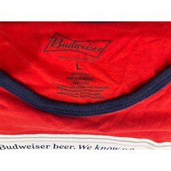 Budweiser King of Beers Graphic Tank Top Mens Large Red Label Logo Cotton Shirt