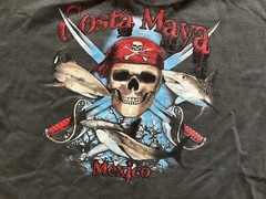 YAZBEK ~ T Shirt Mens Black Costa Maya Mexico Skull Graphic Prints 2XL FREE SHIP