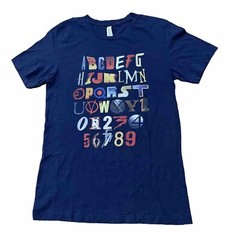 Bella Canvas ABC 123 Graphic T Shirt Men M Blue Alphabet Numeral Learning Print