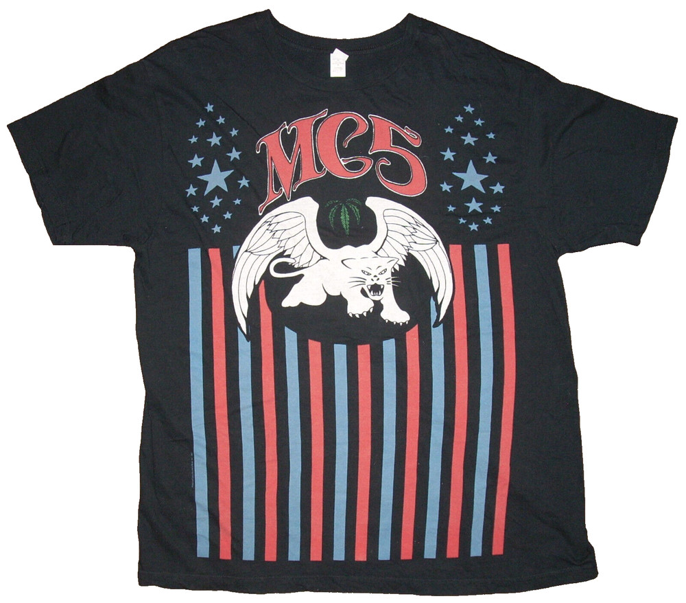 MC5 Stars Stripes Panther T-Shirt X-LARGE Full Length Print 2007 Motor City Five