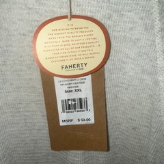 Faherty Men’s Cloud Waffle Crew Thermal Shirt XXL Ivory Heather Long Sleeve NEW