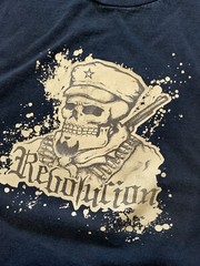 Revolucion Revolution Skull Military Anarchy Rock Band Black Graphic T-Shirt LG