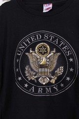 Army Shirt Mens XL Black Gold Casual Graphic USA Logo Cotton Outdoor Bayside Men