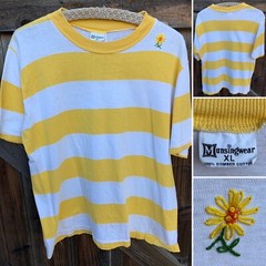 Vintage Striped T Shirt Combed Cotton Munsingwear Surf Mod Combed Cotton Sz XL