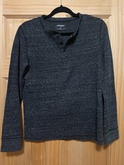 Express Waffle Knit Henley Shirt Mens Size S Long Sleeve Heathered Gray Black