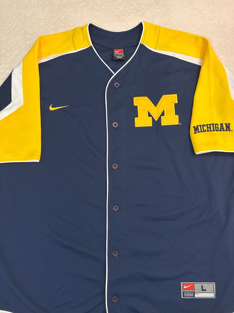 Vintage 2000s Nike University Michigan Ann Arbor Baseball Team Jersey, L XL NEW