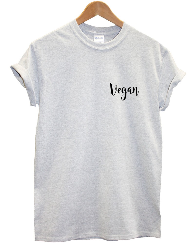 Vegan T-Shirt Pocket Logo Veggie Veganism Men Women Food Gift Clothing Top L95