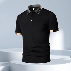 New Men’s Business Casual Short Sleeved Shirt Solid Color Polo Shirt Fashionable