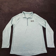 Under Armour Loose Green Long Sleeve 1/4 Zip Collared Performance T-Shirt Mens L